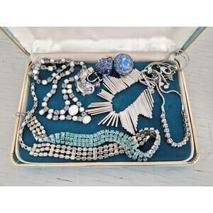 Vintage to Modern Rhinestone and Milk Glass Jewelry Lot